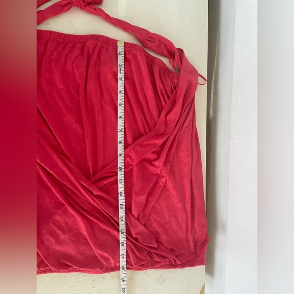 3/25 Hot Coral Pink MXM Tie Neck Halter Top - Picture 6 of 11
